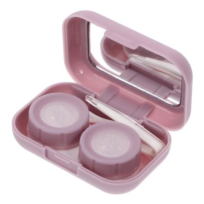 ELAYARD Portable Case Kit with Mirror Tweezers Bottle Holder Storage Box for Travel Dual-Compartment Contact Holder for Moist Lens Care Go Use