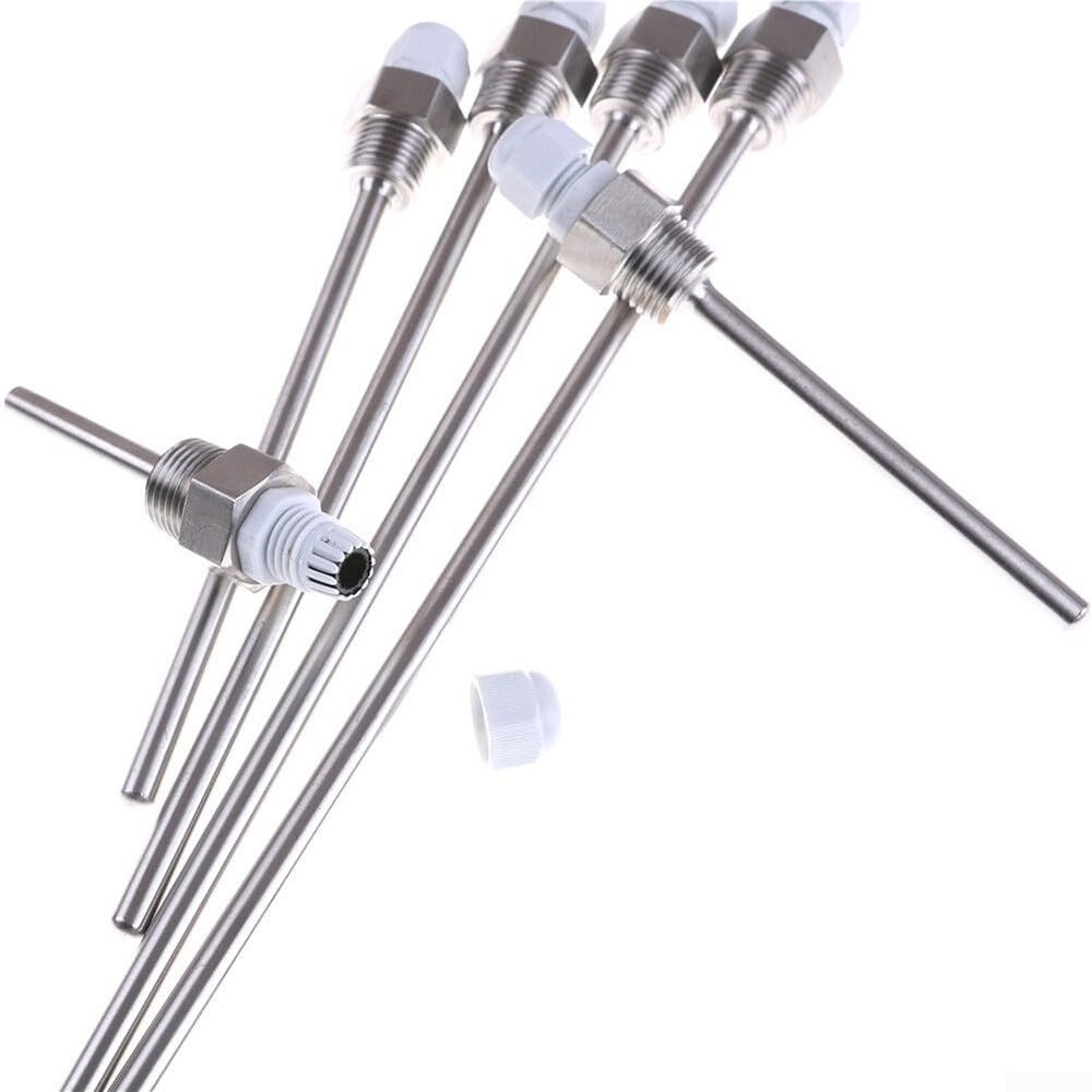 Protective Stainless Steel Thermowell with 12 NPT Threads for Temperature Sensors, Suitable for Pipe Outer Diameter 8mm and Thermocouple Sleeves (100mm)