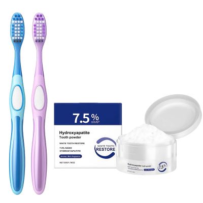 3PCS Tooth Powder Set for Tooth Whitening, Teeth Whitening kit, Powder for Sensitive Teeth, Includes 2 Toothbrushes for Travel and Home Use