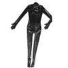Women's Patent Leather PVC Sexy Casual Zipper Long Sleeve Tight Fit Shaping Bodysuit DS Nightclub Stage Costume,Black,4XL view 1