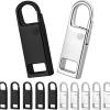 12 Pcs Metal Spare Zipper Pulls Replacement, Detachable Universal Zip Pull Tabs in Black & Silver, Zip Repair for Clothes Jeans Luggage Suitcases Bags Handbags DIY Crafts