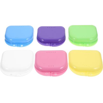 Anneome 6pcs Denture Case Retainer Box Storage Container for False Teeth Denture Box Case for Mouth Guard for Orthodontic Retainer Random Color