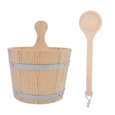 BESPORTBLE Wood Sauna Bucket and Ladle Wooden Water Scoop for Bath and Steam Rooms Spacious Capacity Versatile Sauna Accessories for Home Spa and Shower Use