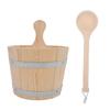 BESPORTBLE Wood Sauna Bucket and Ladle Wooden Water Scoop for Bath and Steam Rooms Spacious Capacity Versatile Sauna Accessories for Home Spa and Shower Use view 1