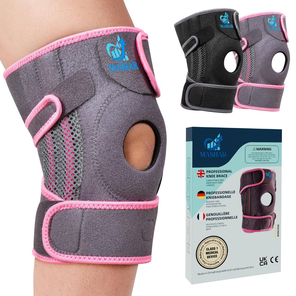 Professional Knee Brace with Side Stabilizers & Patella Gel Pads Adjustable Knee Support for Men & Women Joint Pain Relief, Injury Recovery, Arthritis, Meniscus Tear, ACL, Running (Pink, XL)