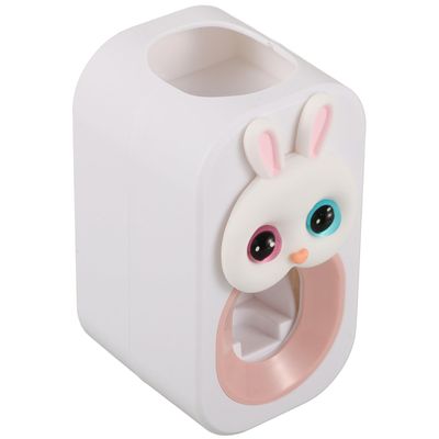 FreshCart Basics Adorable Bunny Toothpaste Squeezer Cartoon Design Wall-Mounted Toothpaste Dispenser for Bathroom Storage Organizer Holder Easy Squeeze Tool