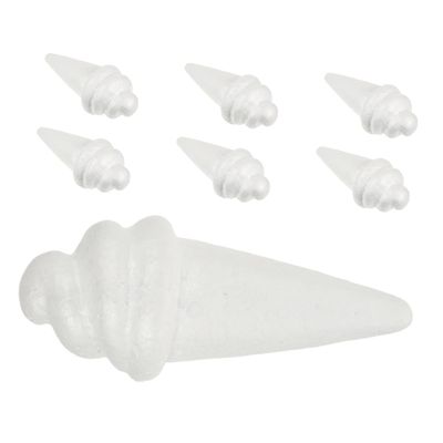 JEWEDECO 7pcs Polystyrene Craft Foam Ice Cream Cones and White Balls for DIY Wedding Decorations Christmas Craft Supplies Modeling Foam Shapes for Arts and Projects