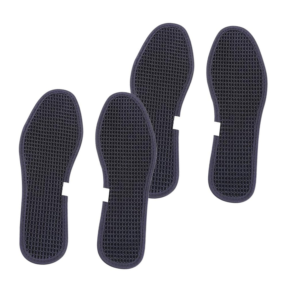 Abaodam 2 Pairs Bamboo Charcoal Deodorant Insoles Foot Care Cushion Breathable Sweat Absorbing Shoe Pads Black for Athletic and Daily Use