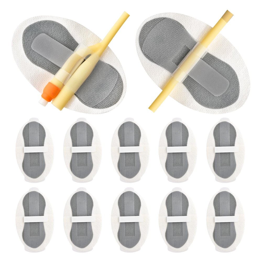 10 Pcs Foley Catheter Stabilization Device, Urinary Leg Bag Catheter Tube Holder, Catheter Supplies for Single/Double/Feeding Tube, Adhesive Catheter Urinary Leg Bags Holder, Gray