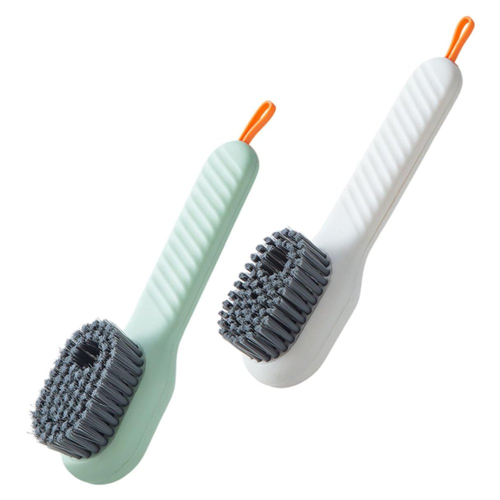 YOSADIER Shoes Scrubber Laundry Brush with Dispenser 2Pcs Sturdy Plastic Automatic Liquid Release for Home Cleaning Activities Does Not Fabric