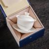 LEEDJUINE Mutton-fat Jade Ceramics Gaiwan Teacup with Gift Box, 185ml 6oz, White Porcelain Tea Set Heat-resistant view 1