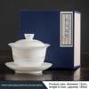 LEEDJUINE Mutton-fat Jade Ceramics Gaiwan Teacup with Gift Box, 185ml 6oz, White Porcelain Tea Set Heat-resistant view 4
