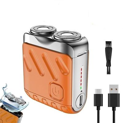 Bccnerty Shaver,Mini Electric Shaver,360 Rotation,Portable Rotary Dual Ring Electric Shavers,Dual Head Waterproof Rechargeable Razor Mini Wet Dry Shaving Razor for Travel Home Use (Orange)