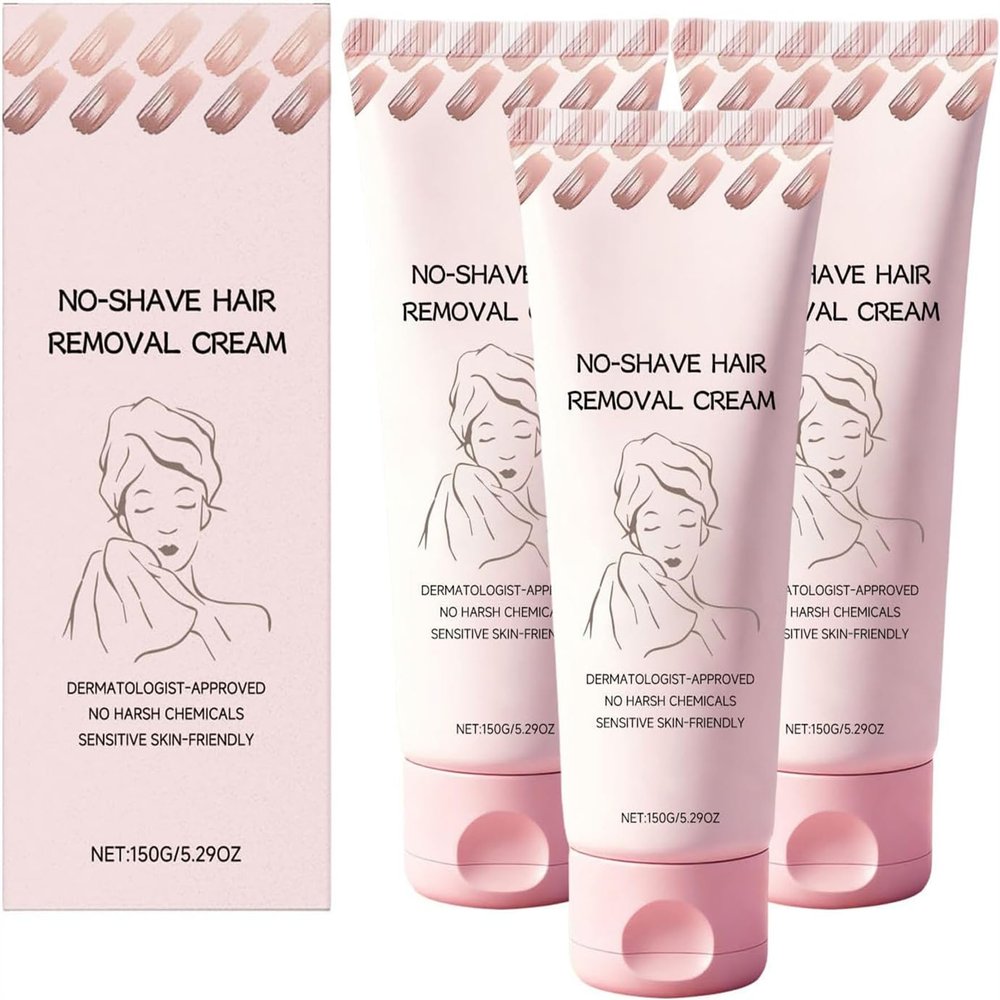 Bare Basics No Shave Hair Removal Cream for Sensitive Skin, Fast & Gentle, Moisturizes and Nurtures Skin, Leaving it Soft and Protected after Hair Removal, Suitable for All Types (3Pcs)