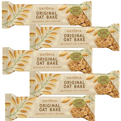 Oatopia Flapjack Bars Oat Bake 60g, Snack Bars, Breakfast Bars & Holiday Essentials (Pack of 5, Oats)
