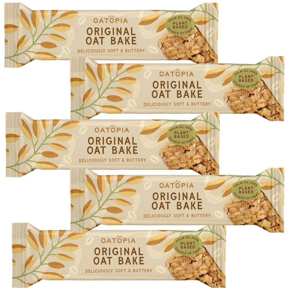 Oatopia Flapjack Bars Oat Bake 60g, Snack Bars, Breakfast Bars & Holiday Essentials (Pack of 5, Oats)