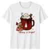 Sassy Souls Merry & Bright Hot Chocolate Christmas Gingerbread Man Mens Womens Graphic Tee Unisex Holiday Winter Drink Top M view 1