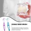 HANABASS 2Pcs Double-Sided Denture Toothbrushes with Ergonomic Handle for Denture Care and Cleaning Practical Brush for Braces and False Teeth Maintenance view 3