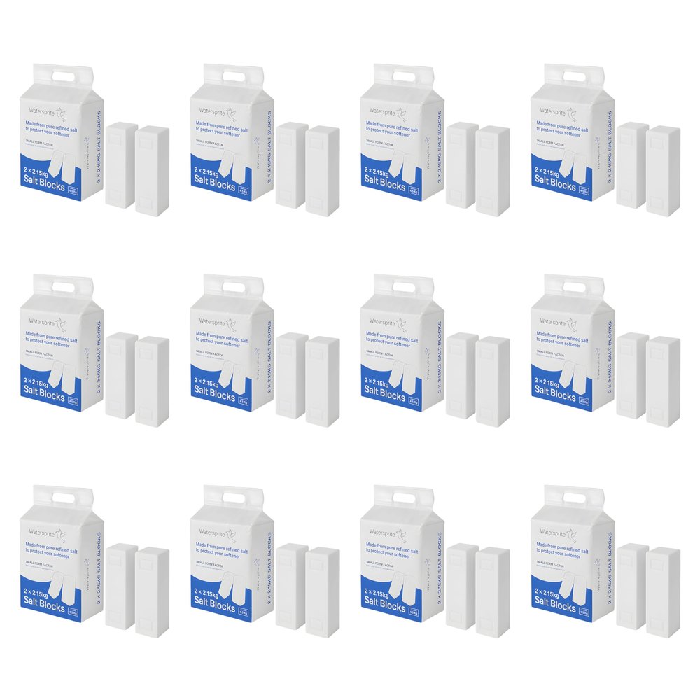 Small Format Block Salt for Water Softeners, Compatible with All Softeners Using Curved Salt 2.15kg Blocks 47% lighter compared to 4kg Salt Blocks, Suitable for All Block Salt Water Softeners (12)