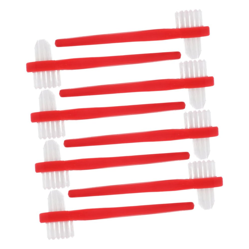 ARTSEWPLY 8pcs False Teeth Brush Dualhead Design with Soft Nylon Bristles Pp Handle Effective Cleaning and Cleaning Interdental Spaces for Denture Care