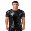 Aislor Men's Short Sleeves Holographic Shirts Round Neck Dance Vest Tank Top Tee T-Shirts Clubwear Black S view 1