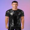 Aislor Men's Short Sleeves Holographic Shirts Round Neck Dance Vest Tank Top Tee T-Shirts Clubwear Black S view 3