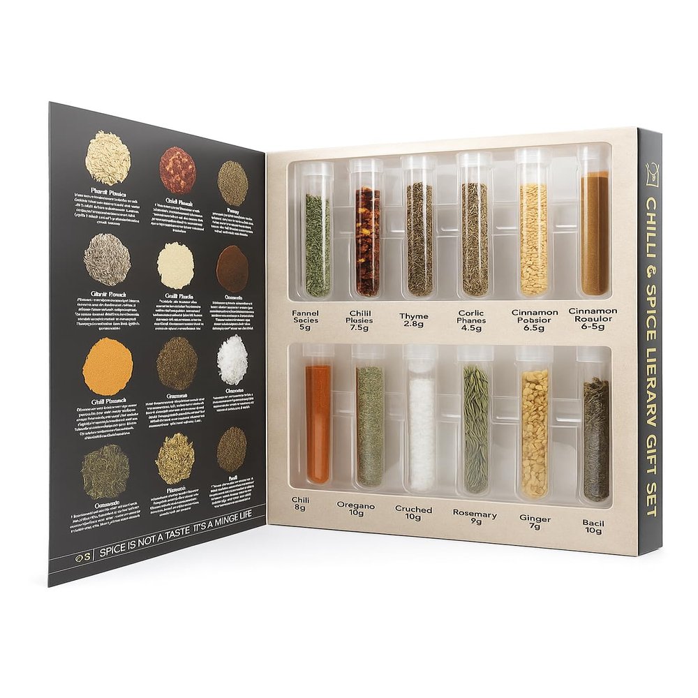 Chilli & Spice gift set |12 Premium Gourmet Chilli & Herbs Collection | Fiery Seasoning Box for Cooking | Gift for Food Lovers, BBQ Fans, Men, Women, Home Chefs & Spice Lovers | Christmas Gift