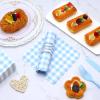 100 Pcs Blue Gingham Napkins Disposable - Blue and White Checkered Paper Napkins - Scalloped Plaid Dinner Napkins for Wedding Birthday Baby Shower Picnic Party Supplies view 4