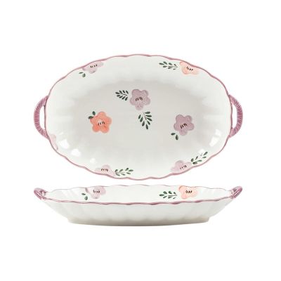 Ceramic fresh round instant noodles dishes household exquisite high temperature -13 inch fish dish