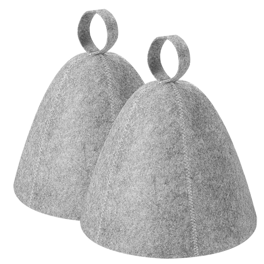 2 PCS Sauna Hat Absorbent Felt Banya Hat Reusable Wool Sauna Portable Accessories Multipurpose for Men Women Home Travel Hotel Use Grey for Men