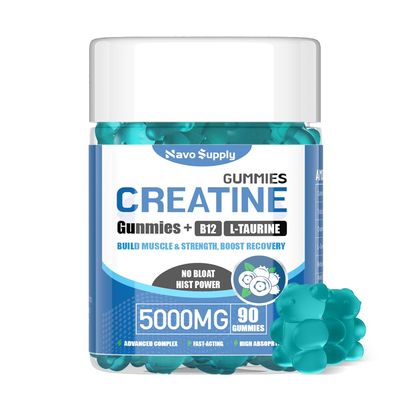 NavoSupply Creatine Monohydrate 5000mg Gummies - Sugar Free Muscle Support Supplement with Electrolytes & Vitamin D3 | Blueberry Flavour Chewable Creatine for Athletes & Fitness