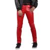 DASONLUE Faux Leather Trousers Men's Skinny Plain PU Leather Trousers Stretch Leather Trousers with Fleece Lined Fashionable Nightclub Trousers Slim Fit Motorcycle Trousers Faux Leather Leggings, red view 1