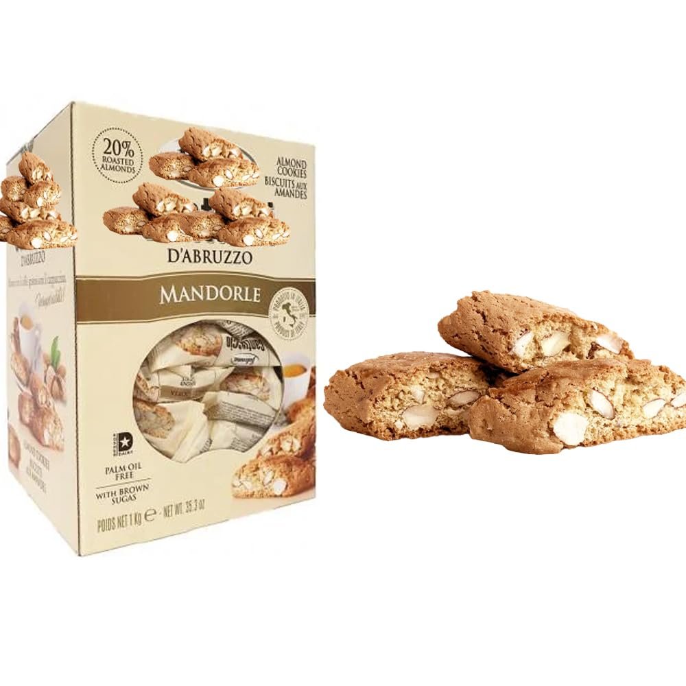 Almond Cookies 1kg - Individually Wrapped Cookies Mini Packs - 125 Pieces in Box