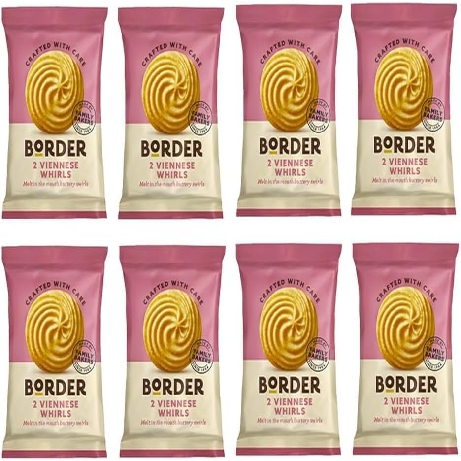 50 x Borders Biscuits Viennese Whirls Flavour Cookies (2 Biscuits Per Pack) - Total 100 Biscuits