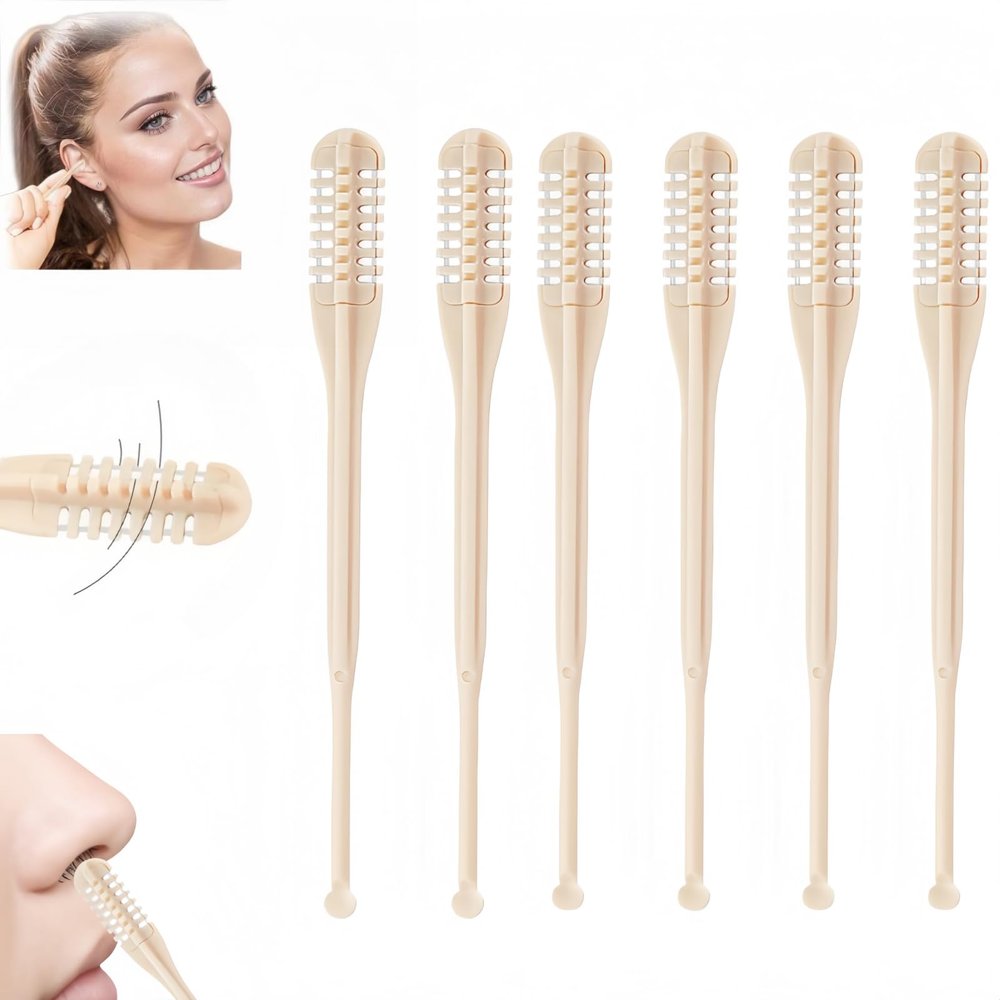 2 in 1 Noses Hairs Knife with Earpick New Double Sided Nasal Cutter360 Rotating Portable Manual Nose Hair RemoverPortable Easy to Clean, Men and Women (6pcs)