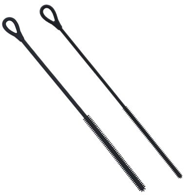 2Pcs Silicone Straw Cleaner Brush, 6mm & 9mm Extra Long Straw Cleaners, Reusable Hanging Cleaning Brush Bendable Crevice Pipe Cleaner, Non-slip Handle Soft and Bendable, Black