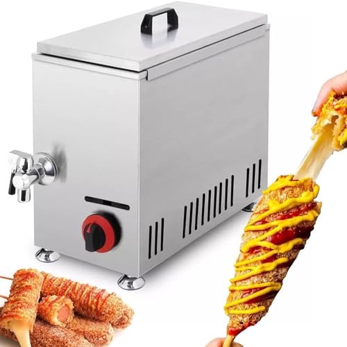 Commercial Deep Fryer - LPG Hot Dog Maker Machine for Kitchen and Restaurant Snacks