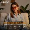 SKYWAY 99% Blue Light Glasses Women Men, Retro Round Gaming Computer Glasses for Better Sleep, Dual Coatings Orange Lens, UV400 Protection (Tortoise) view 3