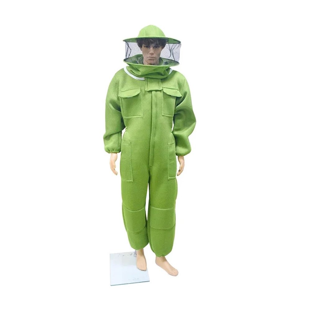 CSDASW Beekeeping Protective Clothing 3D Air Cotton Bee Suit Beekeeper Costume Veil Hood Hat Anti-Bee Beekeeper Suit(Round Hat Green,X-Large)