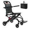 13Lbs Ultra Lightweight Wheelchair for Adults,Foldable Aluminum Transport Chair,Supports 286Lbs,Features Flip-Up Armrests & Locking Brakes,Ideal for Air Travel, Hospital Visits,and Everyday Use Black view 1