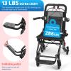 13Lbs Ultra Lightweight Wheelchair for Adults,Foldable Aluminum Transport Chair,Supports 286Lbs,Features Flip-Up Armrests & Locking Brakes,Ideal for Air Travel, Hospital Visits,and Everyday Use Black view 3