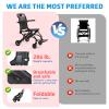 13Lbs Ultra Lightweight Wheelchair for Adults,Foldable Aluminum Transport Chair,Supports 286Lbs,Features Flip-Up Armrests & Locking Brakes,Ideal for Air Travel, Hospital Visits,and Everyday Use Black view 4