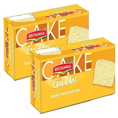 Britannia Vanilla Cake 250g | Soft & Spongy Vanilla Flavoured Slice Cake | Ready-to-Eat Snack | Perfect for Tea Time & Dessert (Pack of 2)