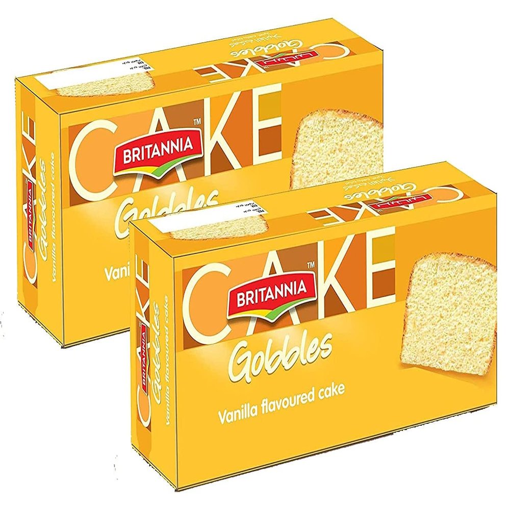 Britannia Vanilla Cake 250g | Soft & Spongy Vanilla Flavoured Slice Cake | Ready-to-Eat Snack | Perfect for Tea Time & Dessert (Pack of 2)