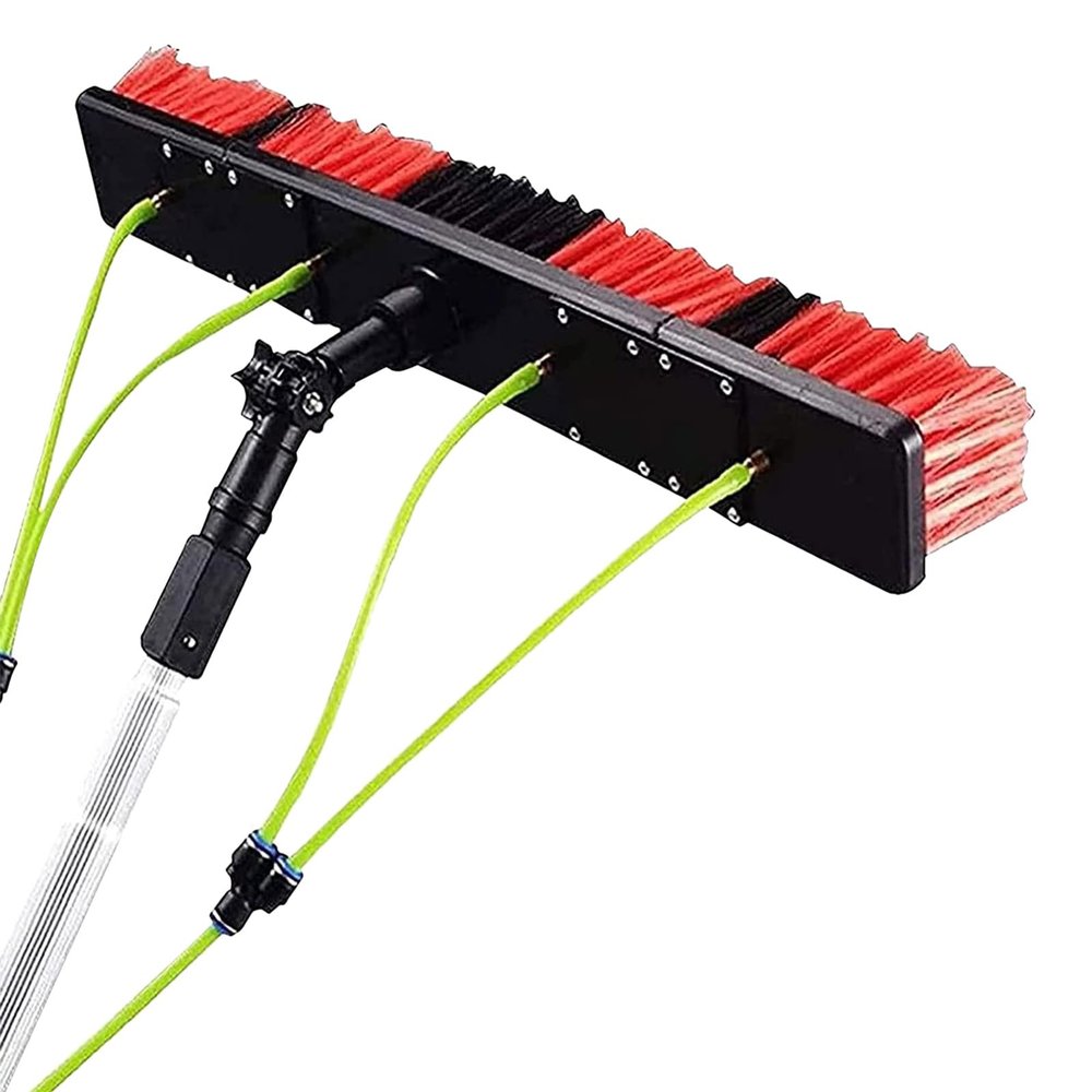 12m Water Fed Solar Panel Cleaning Brush & Pole Kit - 30/50cm Extendable Water Brush for Efficient Outdoor Window & Solar Panel Cleaning