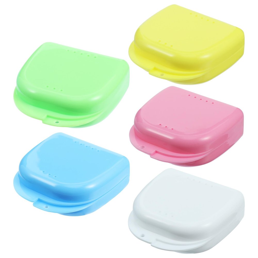 Toyvian 5pcs Braces Box Dental Retainer Storage Container Plastic Cases for Mouth Guard for Orthodontic Care and Travel Use