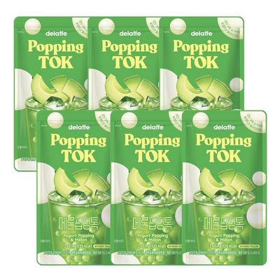 Melon Sparkling Drink with Yogurt Popping Boba 230ml (Pack of 6) Korean Pouch Beverage, Refreshing Fizzy Melon Flavour with Chewy Yogurt Boba, Fun and Fruity Drink to Enjoy Chilled