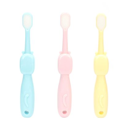 BAZEITFLOW 3PCS Cartoon Hippo Toothbrush Set with Soft Dense Bristles for Safe Material Pink Yellow Blue Brushes for Teeth Care