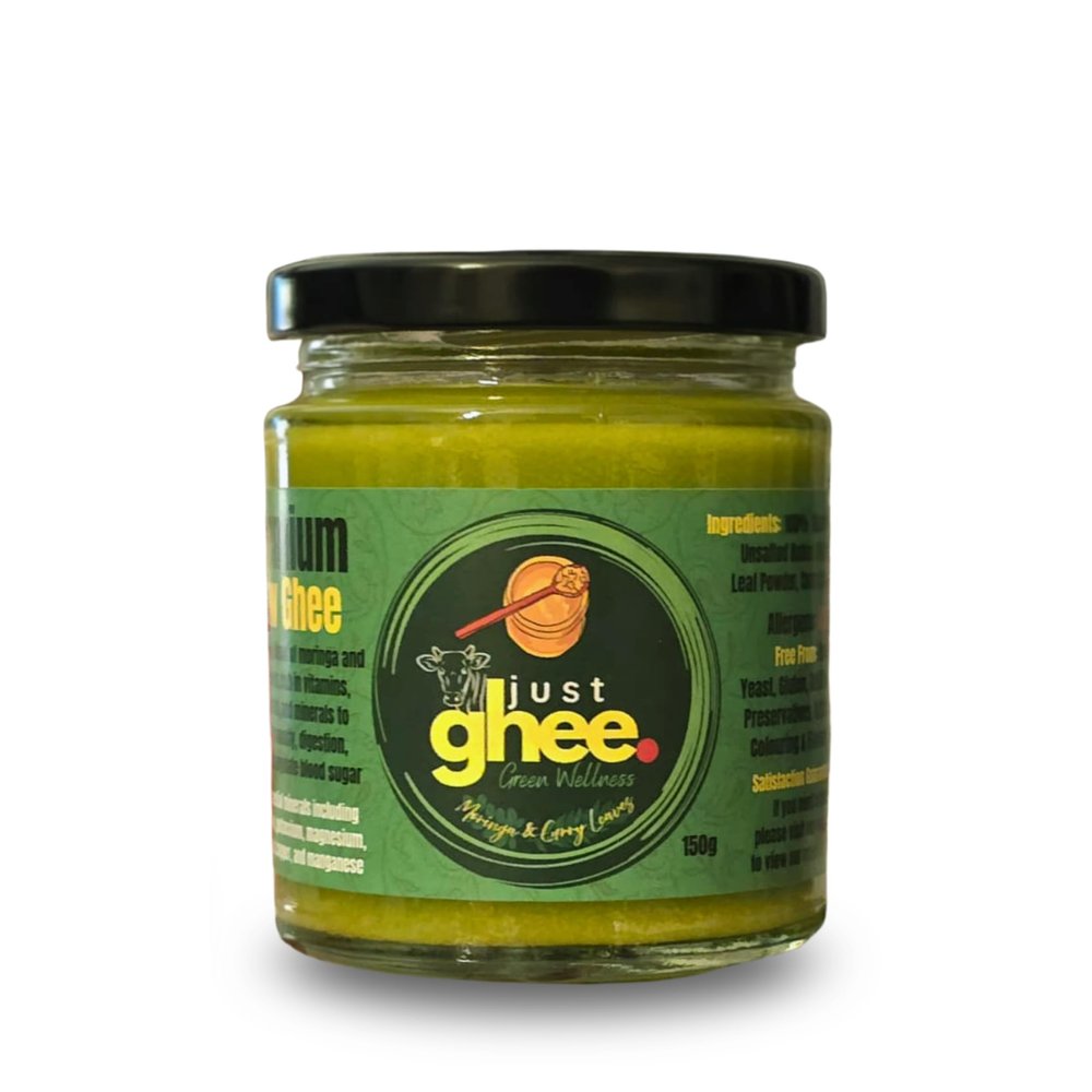 Just Ghee Moringa & Curry Leaves Ghee | Plant-Infused Cow Ghee | Traditionally Slow-Infused | Gentle | Everyday Wellbeing Support | 150g