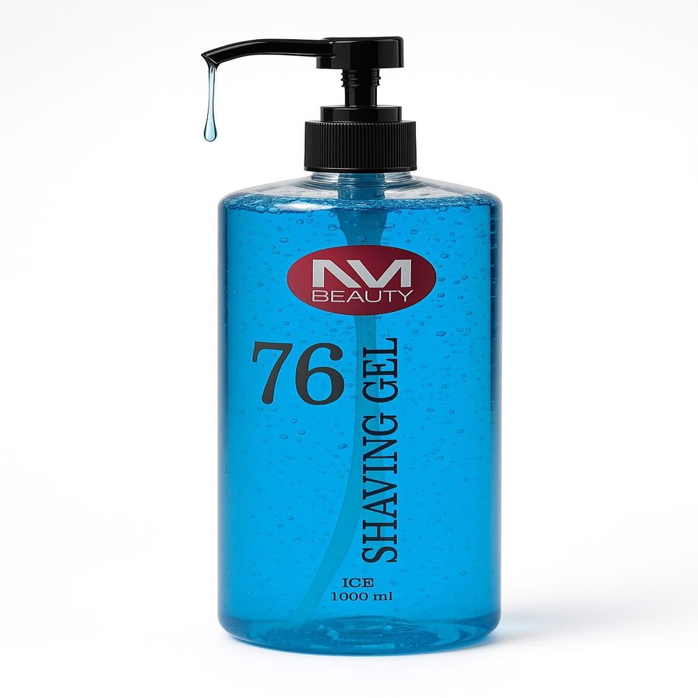 NM Beauty Shaving Gel 1000 ml, Moisturizing Ultra Sensitive Shaving Gel for Men, Protects, Clean Skin, Shaving Enthusiasts, Ash (White), Ice (Blue), Moss (Green) & Fire (Red) (1000ml, Ice)